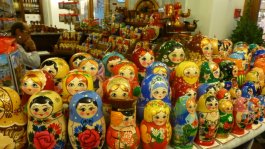 Nesting dolls are on display (and for sale) everywhere